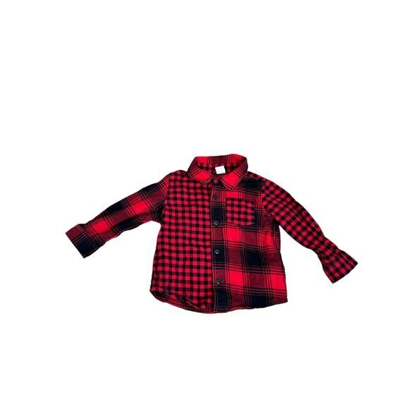 Baby Gap Red & Black Plaid Button-Up Flannel Shirt 18-24 Months - Picture 1 of 5